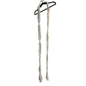 Pair Of VTG Wood Beaded (1) Macrame Plant Hanger White Set 2 Large 3 Plants/each